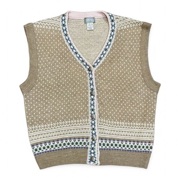 Vintage Tangiers Fair Isle Nordic Sweater Vest Size Large - Picture 1 of 11